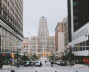 Urban landscape of Buffalo City Hall.
