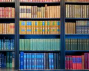 Several shelves of multicolored books.