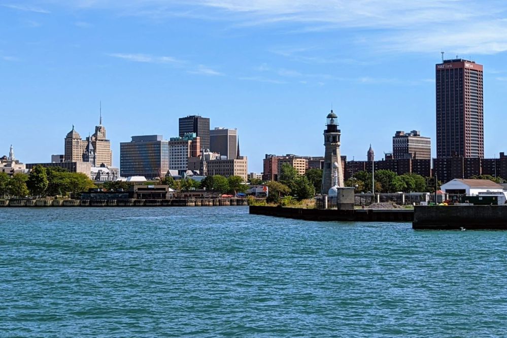 Buffalo skyline as seen from waterfront.